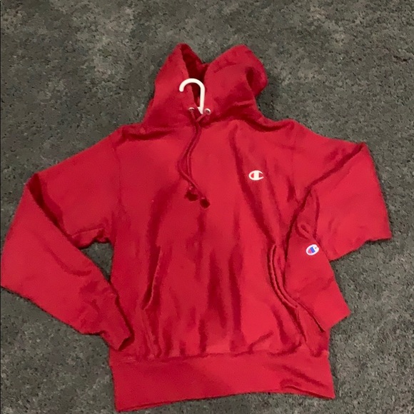 men's champion red hoodie
